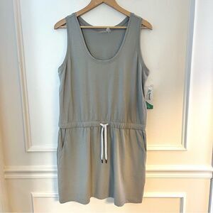 Zella Gwen Ponte Knit Modal Sleeveless Drawstring Waist Tank Dress Gray XL NWT